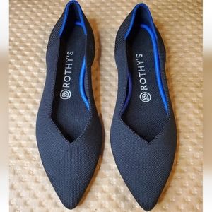 Rothy's The Point Shoes Ballet Black Textile Washable Minimalist Sz 9.5